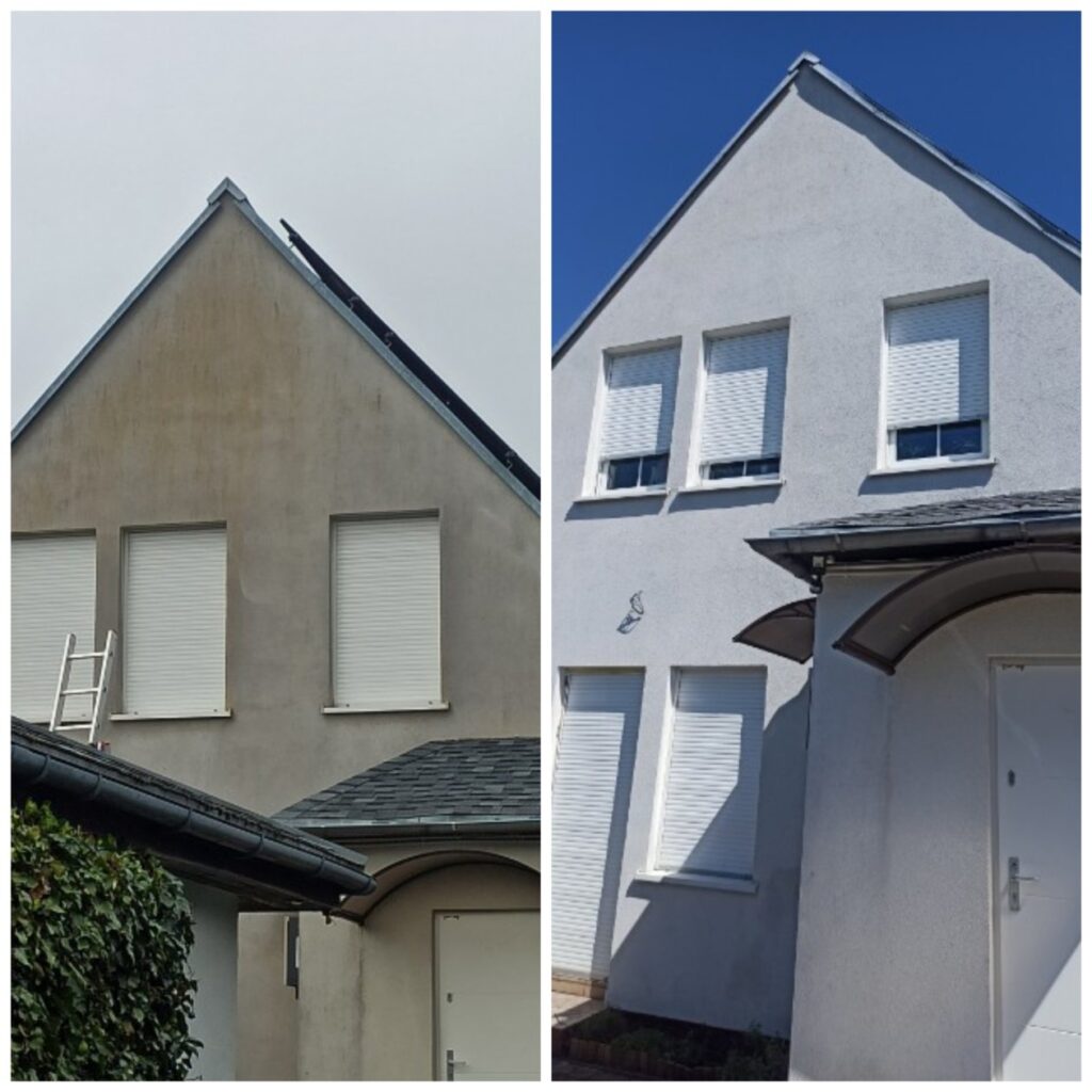 elewacja przed i po czyszczeniu